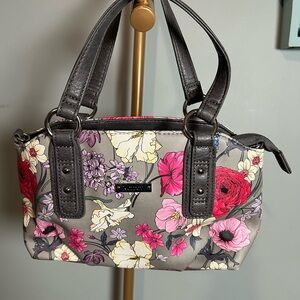 Koltov Gray and Pink Floral Shoulder Bag with Structured Design